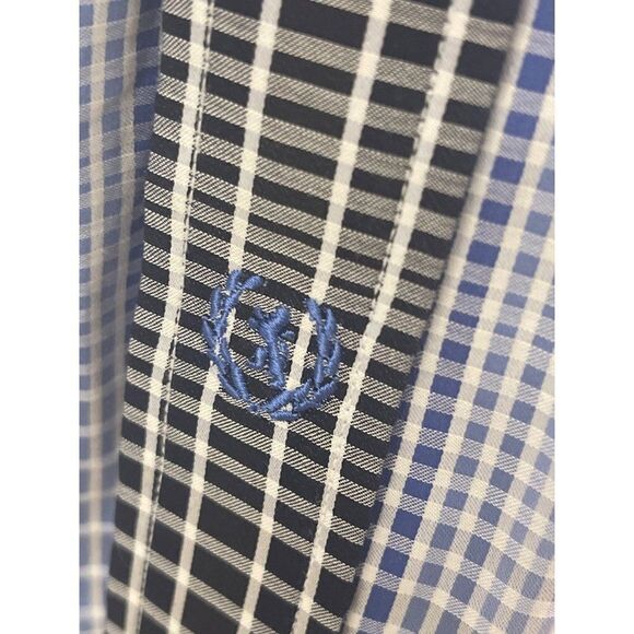 Bugatchi Blue Striped Plaid Long Sleeve Shirt Size XL - Picture 6 of 12